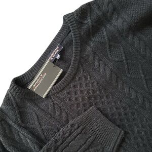 NWT Roundtree & Yorke 4X 4XL Navy Wool Blend Fisherman Style  Sweater